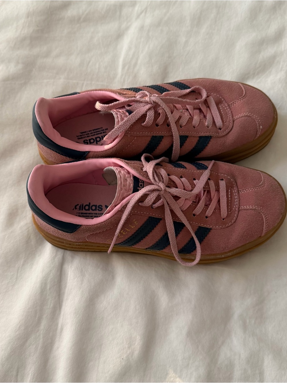 adidas Pink Suede Sneakers with Navy Stripes
